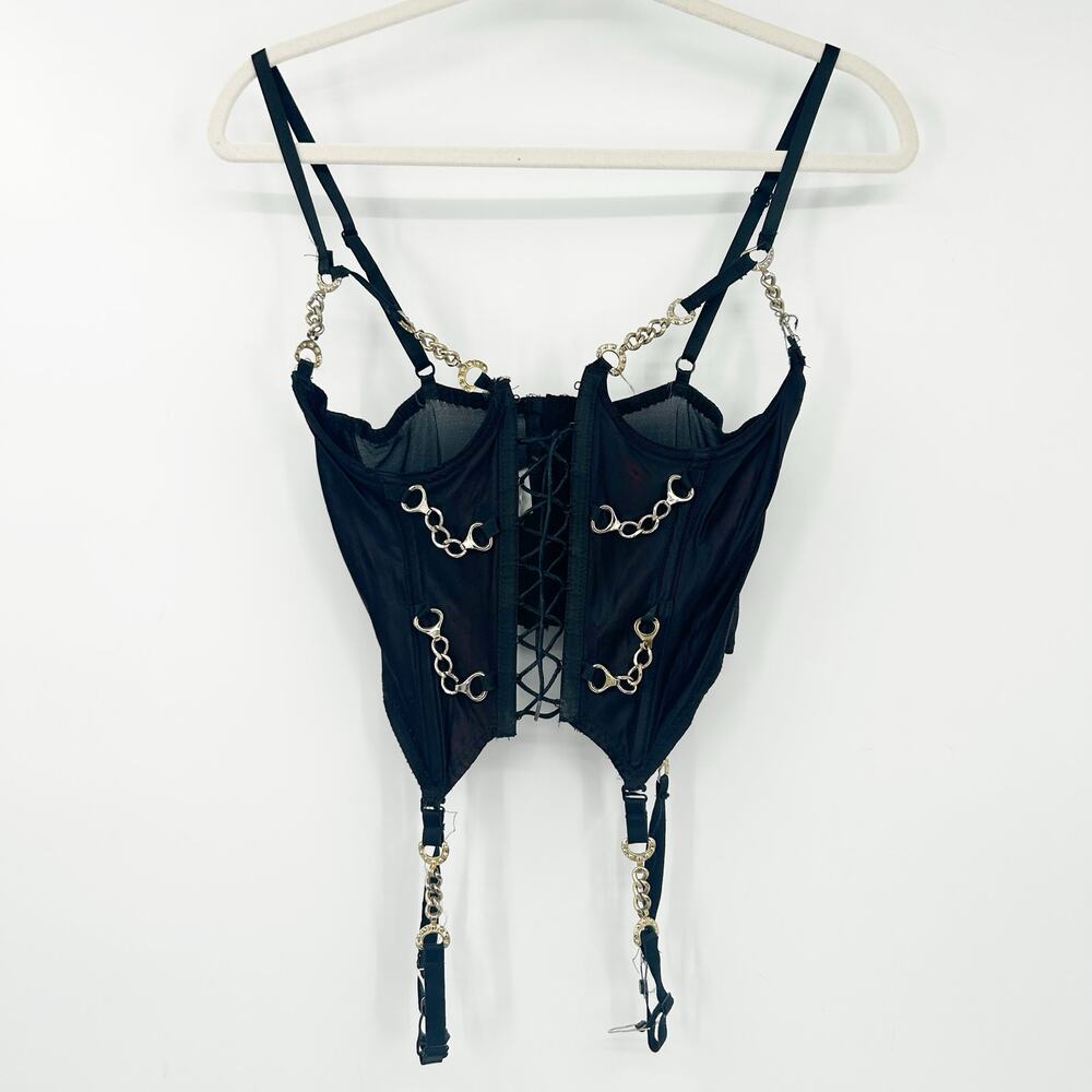 Shirley‎ Vintage Vampy Goth Punk Dark Bondage Sexy Chain Underbust Corset Size M